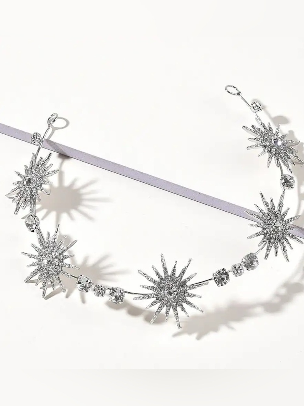 Silver Starburst Crystal Headband in Light silver